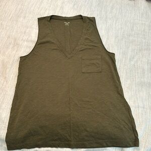Hunter green v-neck tank top.